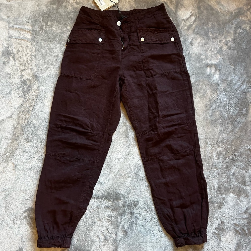 All Saints Val Cargo Joggers in Dark Wine - Picture 4 of 8